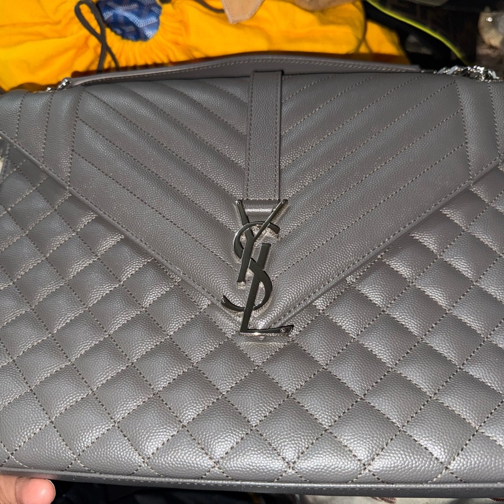 Saint Laurent Silver Quilted Handbag brand new never worn/ dust bag